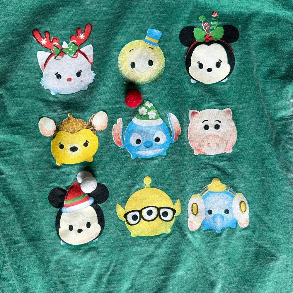 🧡 3/$15 - Disney Tsum Tsum Green Christmas Hoodie Kid Large - Picture 5 of 10